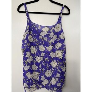 CAbi Purple Floral Tank Cami W Adjustable Straps Size M